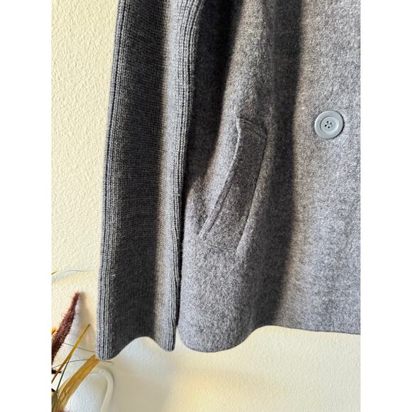 Harvé Benard 100% Wool Gray Double Breasted Peacoat Ribbed Sleeves Women’s Large - Picture 5 of 13
